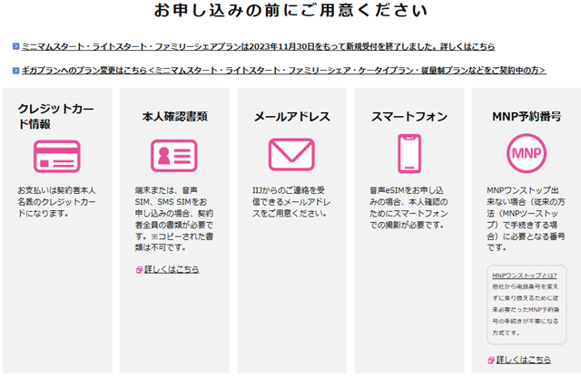 IIJmio申し込みに必要なもの